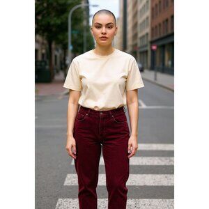 Eddie Bauer Womens Burgundy Corduroy Pants Size P6 Slim Fit